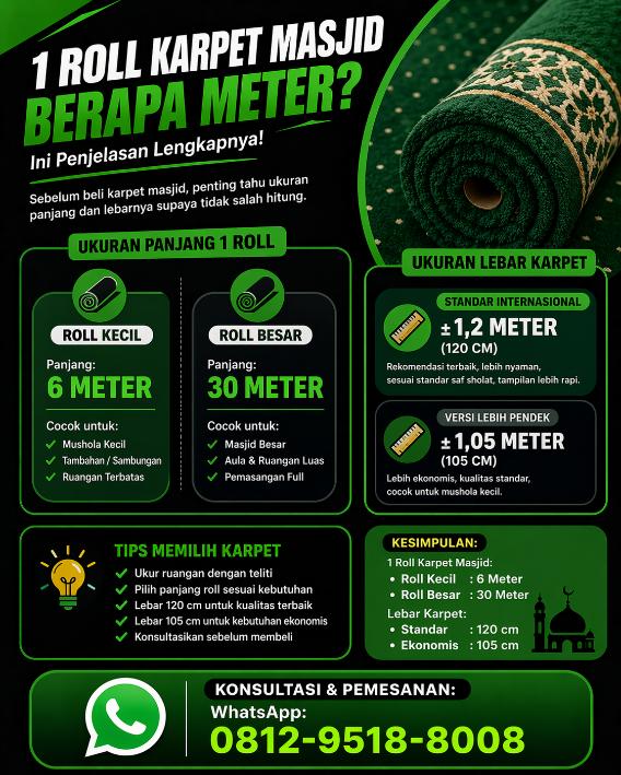 1 Roll Karpet Masjid Berapa Meter