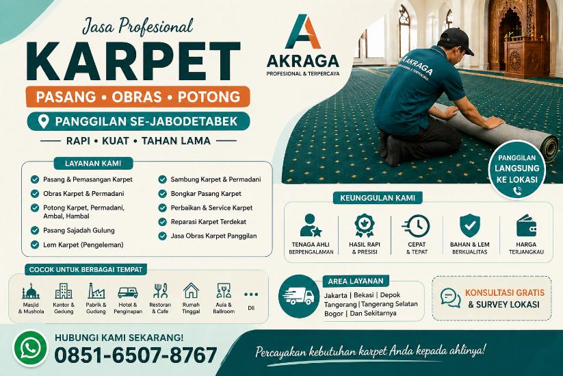 jasa pasang obras karpet panggilan id