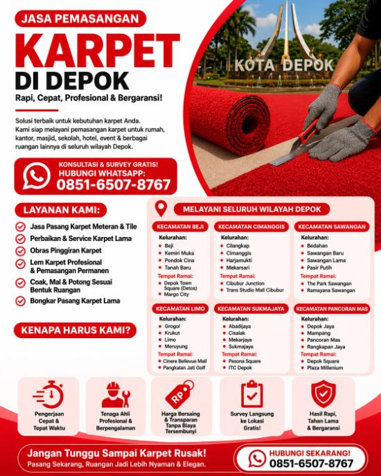 jasa pemasangan karpet depok id
