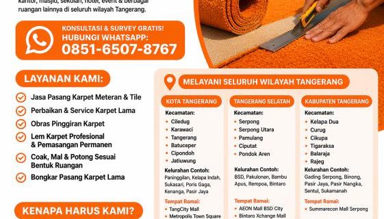 Jasa Pemasangan Karpet di Tangerang – Rapi, Cepat & Bergaransi<span class="rating-result after_title mr-filter rating-result-1436">			<span class="no-rating-results-text">No ratings yet.</span>		</span>
