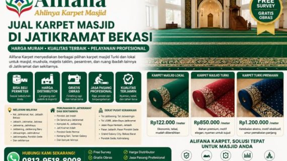 Jual Karpet Masjid di Jatikramat Bekasi – Alifana Karpet | Harga Murah, Bisa Beli Permeter, Free Survey & Gratis Obras