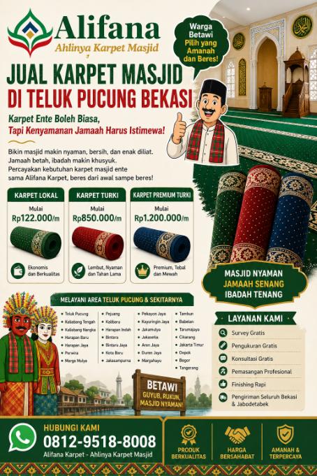 Jual Karpet Masjid di Teluk Pucung Bekasi – Karpet Ente Boleh Biasa, Tapi Kenyamanan Jamaah Harus Istimewa! 2 Jual Karpet Masjid di Teluk Pucung Bekasi id